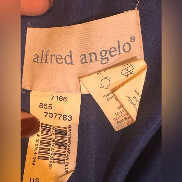 Alfred Angelo Blue Satin Cocktail dress size 8 - Picture 3 of 11